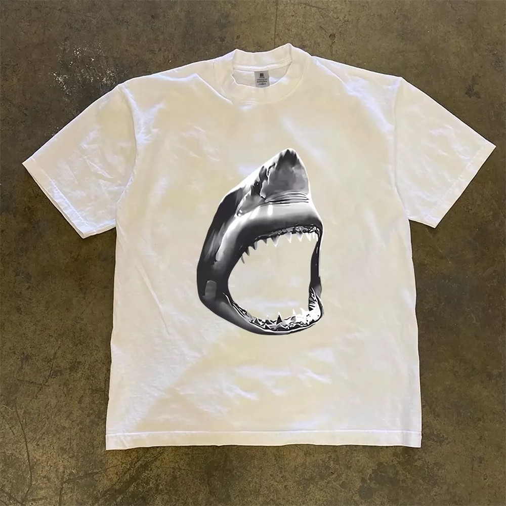 Women'S Fashion Graphic Tees - تي شيرت القرش الأبيض الرائع للرجال
