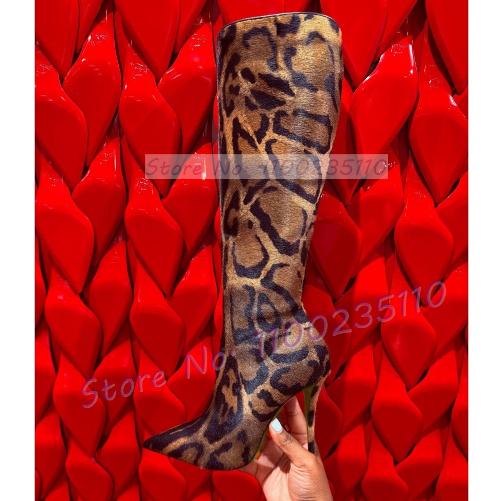 Women'S Fashion Leather Boots - أحذية نسائية طويلة للركبة بنقشة جلد