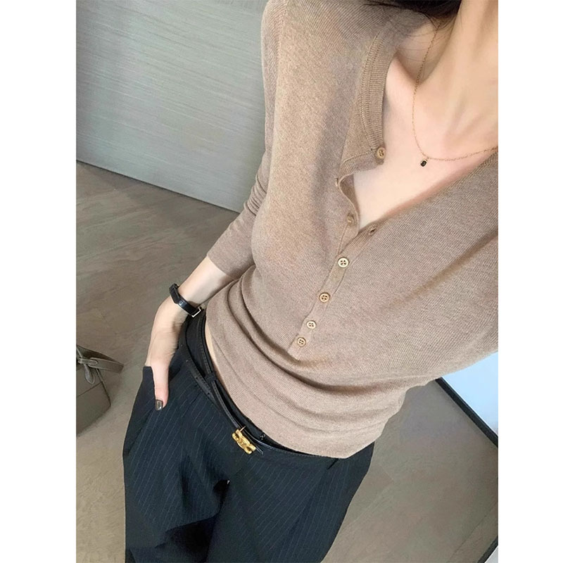 Women'S Fashion Tops - بلوزة نسائية بأكمام طويلة وياقة على