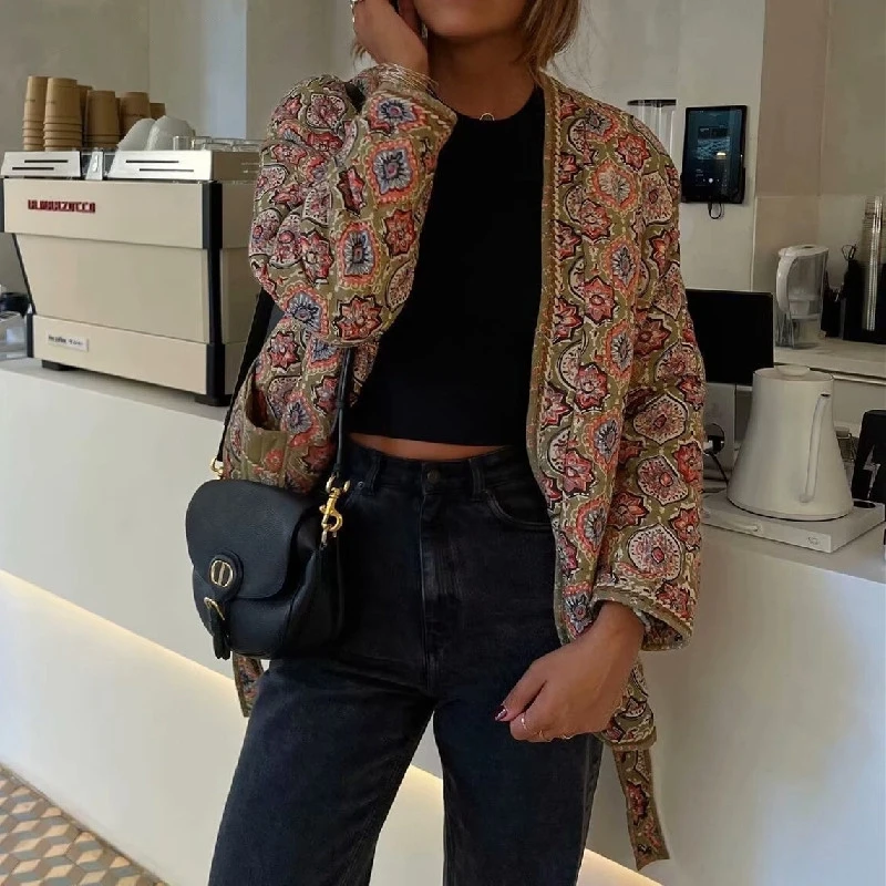 Women'S Fashion Quilted Jacket - جاكيت نسائي جديد وعصري بتصميم عرقي