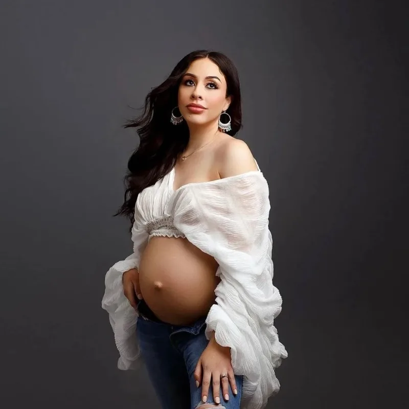 Women Fashion Photoshoot - الأمومة التصوير الدعائم قمم قمصان الحمل