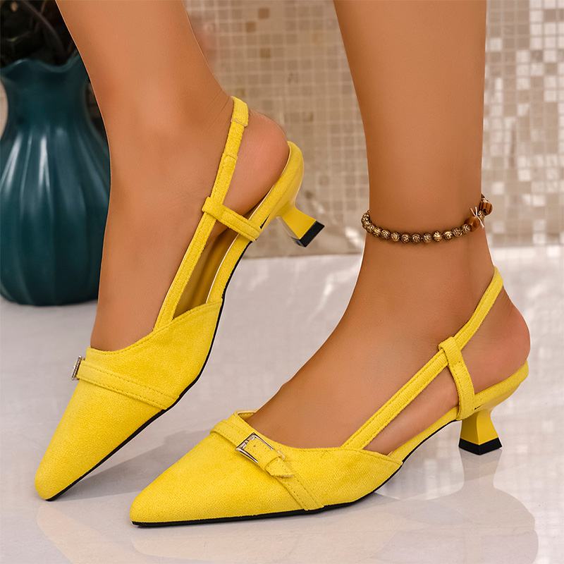 Women'S Fashion Summer 2025 - موضة الأصفر صندل كعب عالٍ للنساء