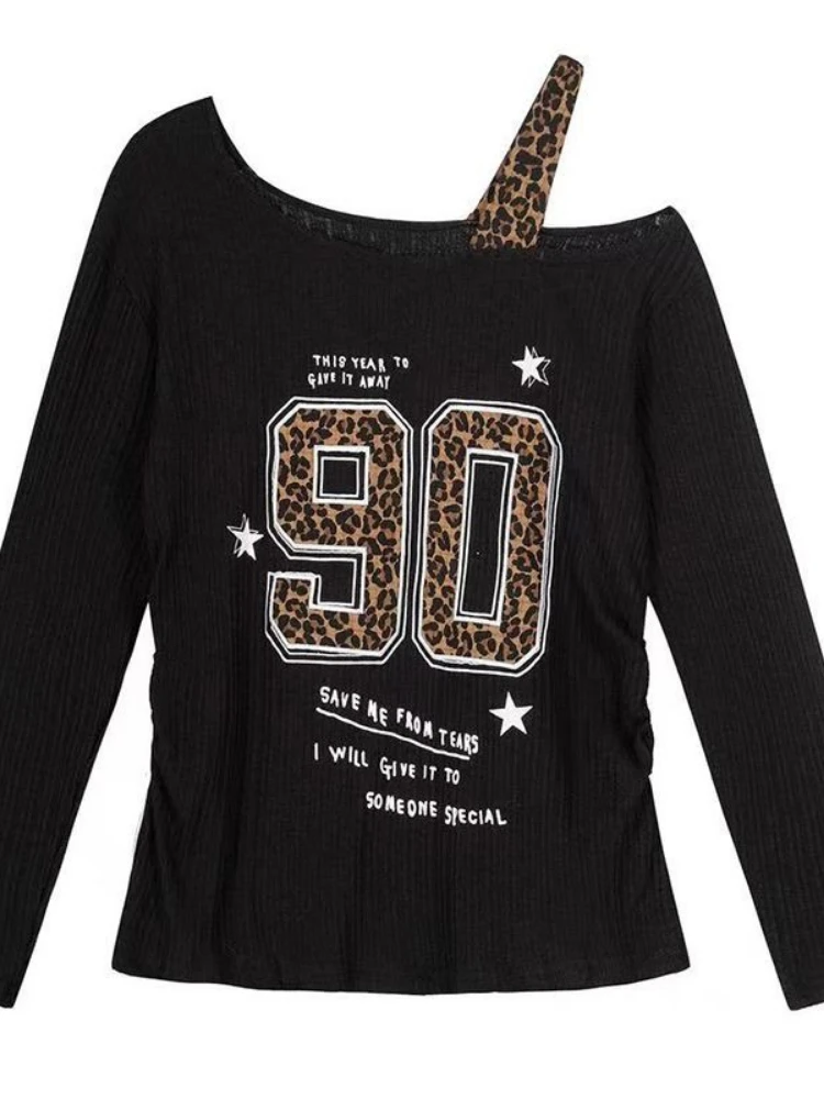 Women'S Fashion Tops - تي شيرت نسائي فضفاض بطبعة الفهد