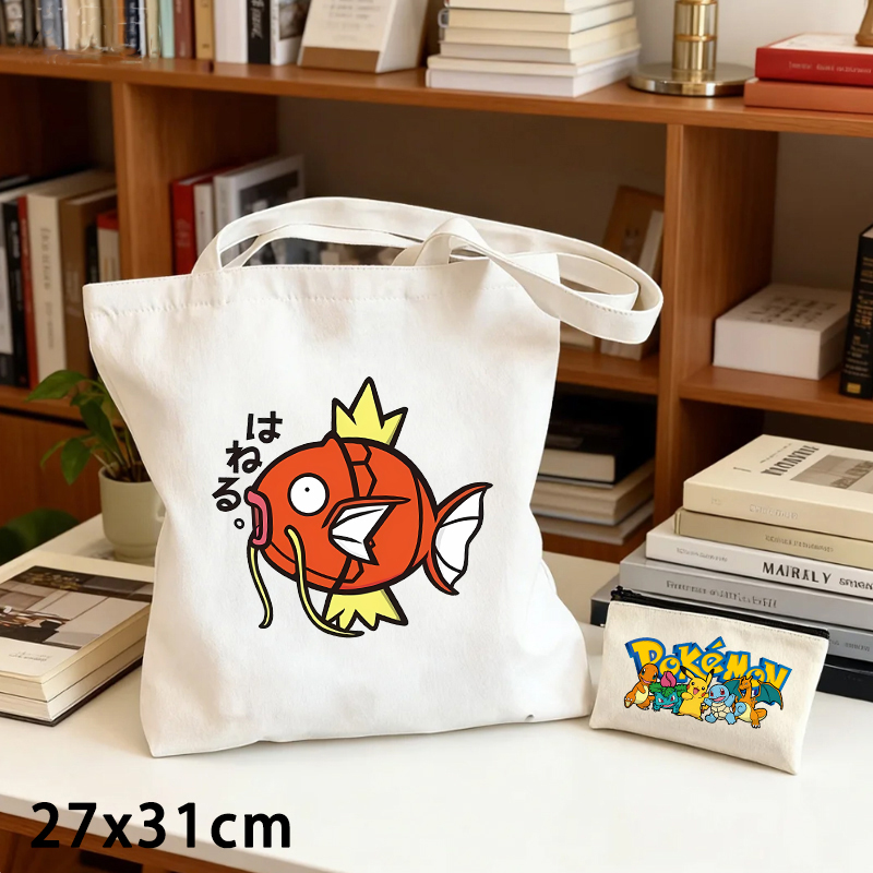 Coin Purse Women - حقيبتان قماشيتان بتصميم بوكيمون مع محفظة