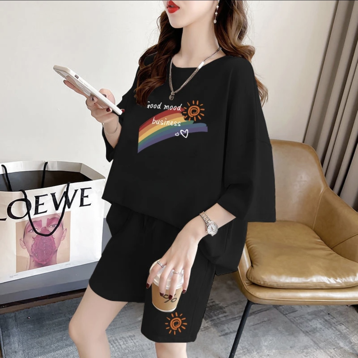 Women'S Fashion Tops - طقم شورت صيفي نسائي عصري، ملابس