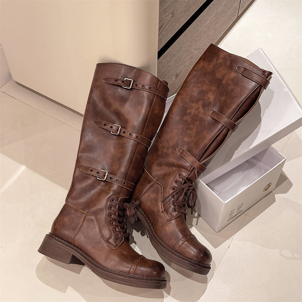 المرأة حذاء برقبة للركبة خمر ح - مراجعة Women'S Fashion Leather Boots وسعره