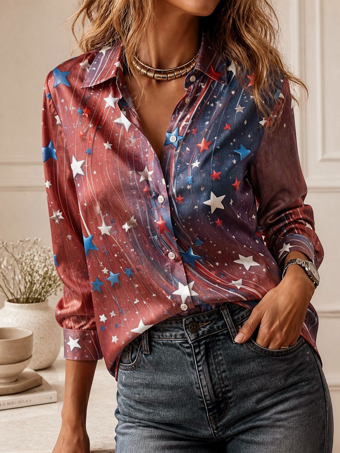 بلوزة أنيقة بأكمام طويلة وياقة - مراجعة Women'S Fashion Tops وسعره