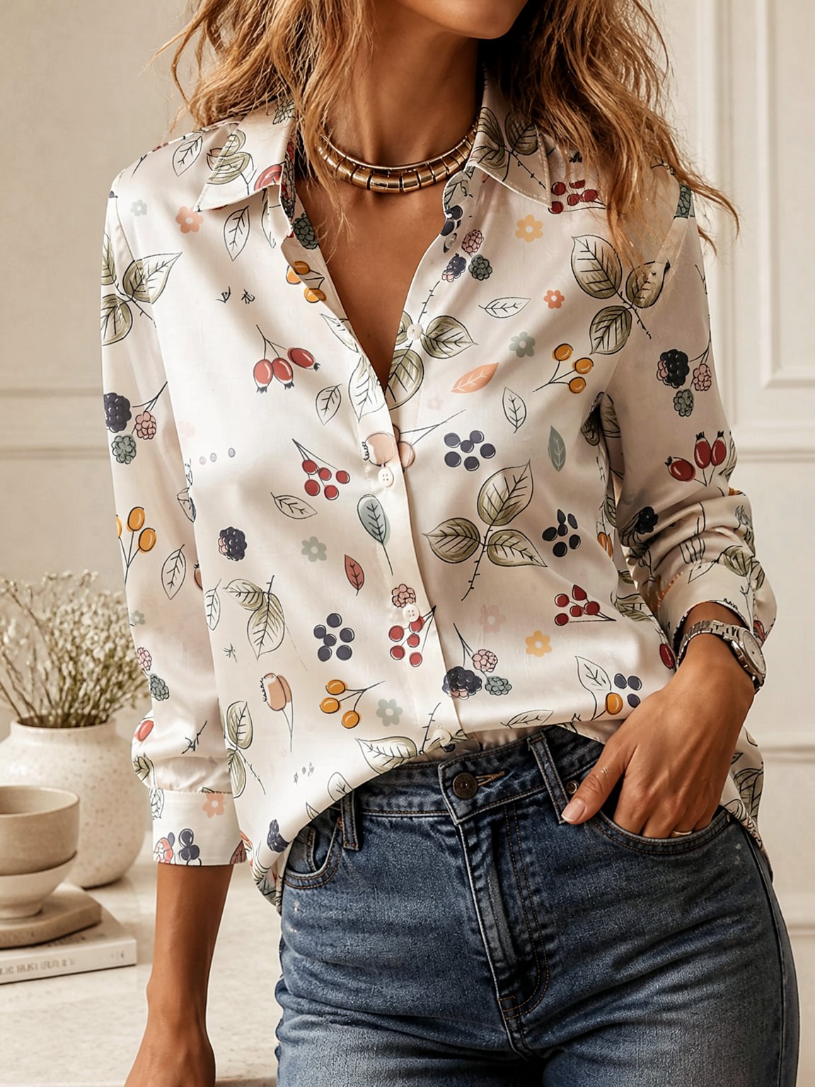 بلوزة أنيقة بأكمام طويلة وياقة - مراجعة Women'S Fashion Tops وسعره
