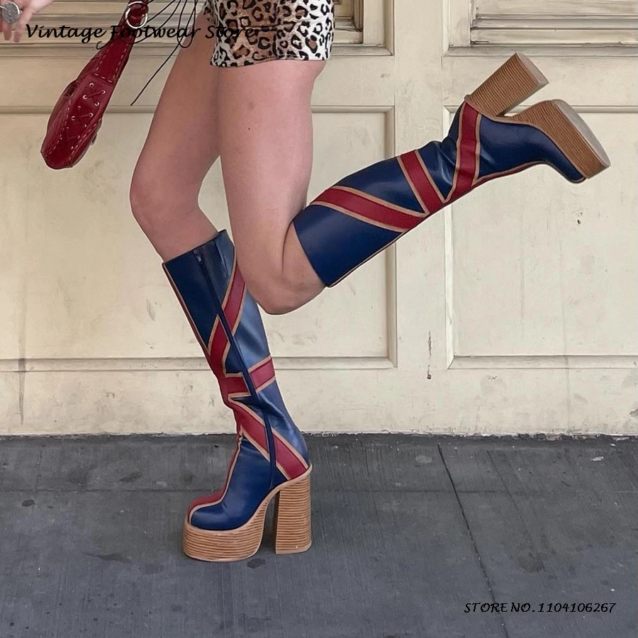 خليط الجلود منصة الركبة الأحذي - مراجعة Women'S Fashion Leather Boots وسعره