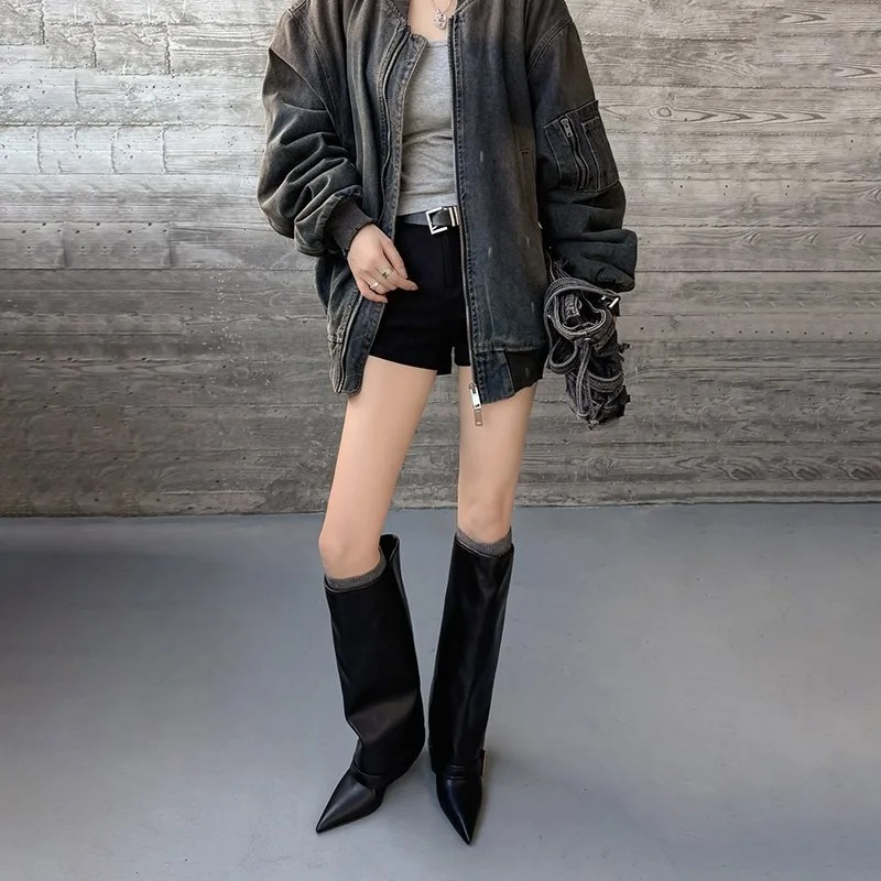 المرأة أحذية عالية في الركبة ا - مراجعة Women'S Fashion Leather Boots وسعره