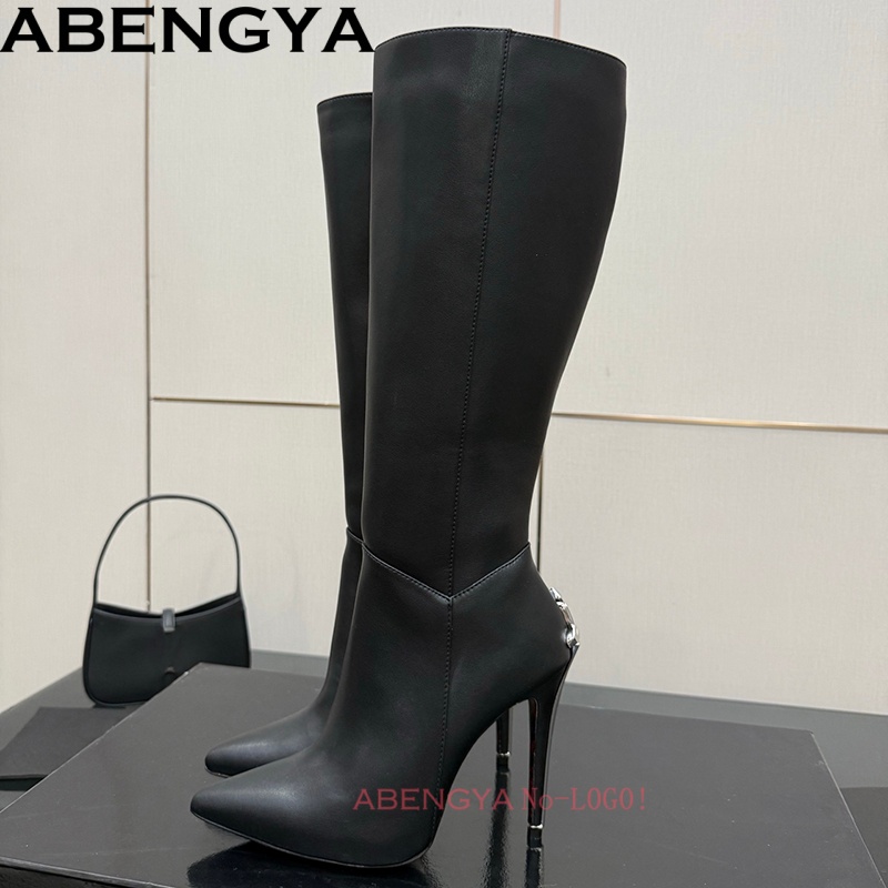 مثير جلد أسود حذاء برقبة للركب - مراجعة Women'S Fashion Leather Boots وسعره