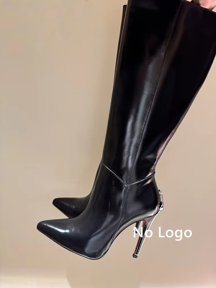 مثير جلد أسود حذاء برقبة للركب - مراجعة Women'S Fashion Leather Boots وسعره