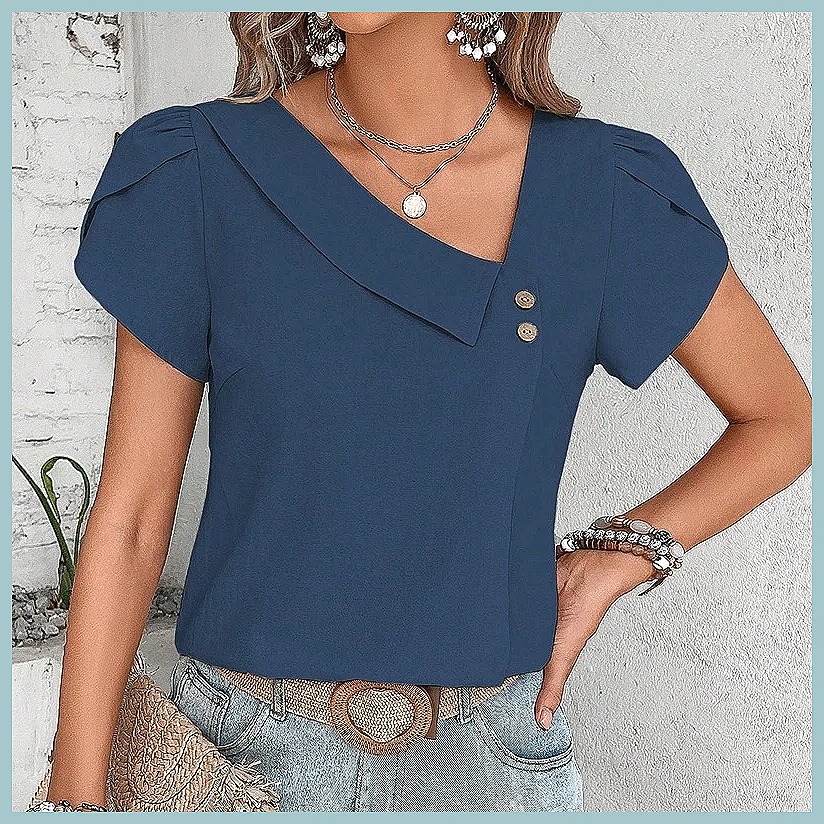 بلوزة نسائية بلون موحد بتصميم  - مراجعة Women'S Fashion Tops وسعره